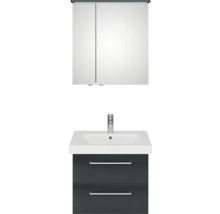Badmöbel-Set Pelipal Sunline 105 BxHxT 66 x 200 x 46,5 cm Frontfarbe anthrazit mit Keramik-Waschtisch Waschtischunterschrank und Spiegelschrank mit LED-Beleuchtung