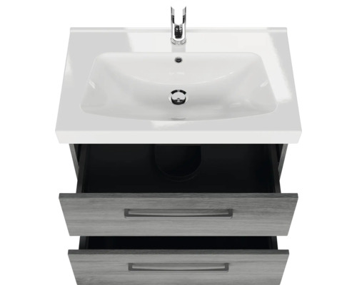 Waschtisch mit zwei offenen Schubladen und Aufsatzwaschbecken