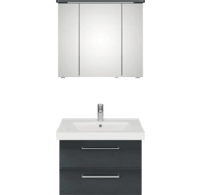 Badmöbel-Set Pelipal Sunline 105 BxHxT 80 x 200 x 46 cm Frontfarbe anthrazit mit Keramik-Waschtisch Waschtischunterschrank und Spiegelschrank mit LED-Beleuchtung