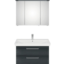 Badmöbel-Set Pelipal Sunline 105 BxHxT 96 x 200 x 48,5 cm Frontfarbe anthrazit mit Keramik-Waschtisch Waschtischunterschrank und Spiegelschrank mit LED-Beleuchtung