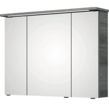 Badmöbel-Set Pelipal Sunline 105 BxHxT 96 x 200 x 48,5 cm Frontfarbe graphit struktur quer mit Keramik-Waschtisch Waschtischunterschrank und Spiegelschrank mit LED-Beleuchtung