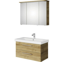 Badmöbel-Set mit Spiegelschrank, Waschtisch und zwei Schubladen
