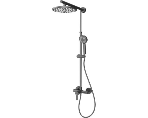 Duschsäule inkl. Einhebelmischer SCHULTE Duschmaster Rain schwarz matt D9620 68 Duschsystem mit Kopfbrause und Handbrause