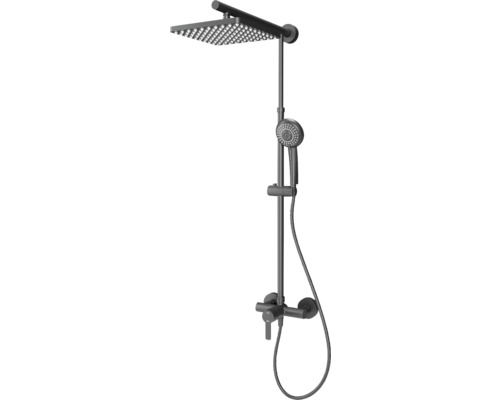 Duschsäule inkl. Einhebelmischer SCHULTE Duschmaster Rain schwarz matt D9621 68 Duschsäule mit Kopfbrause, Handbrause und Thermostat