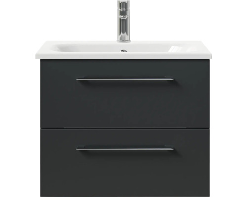 Meuble sous-lavabo avec deux tiroirs, lavabo et robinet