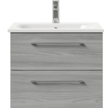Meuble sous-lavabo avec deux tiroirs, lavabo et robinet
