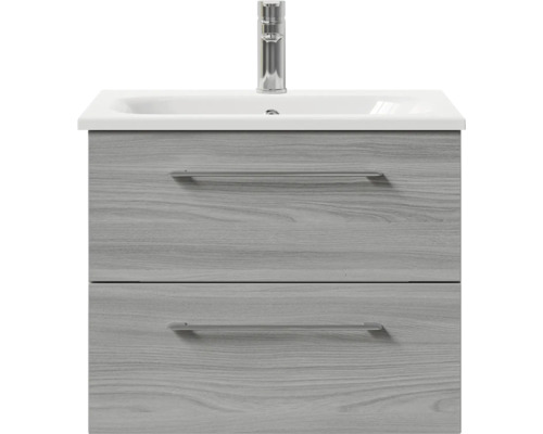 Meuble sous-lavabo avec deux tiroirs, lavabo et robinet