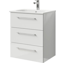 Badmöbel-Set Pelipal Sunline 121 BxHxT 61 x 74 x 46 cm Frontfarbe weiß hochglanz mit Mineralguss-Waschtisch und Waschtischunterschrank 3 Schubkästen
