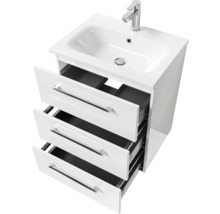 Badmöbel-Set Pelipal Sunline 121 BxHxT 61 x 74 x 46 cm Frontfarbe weiß hochglanz mit Mineralguss-Waschtisch und Waschtischunterschrank 3 Schubkästen