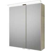 Badmöbel-Set Pelipal Sunline 121 BxHxT 61 x 200 x 46 cm Frontfarbe Polar Pinie mit Mineralguss-Waschtisch Waschtischunterschrank und Spiegelschrank mit LED-Beleuchtung