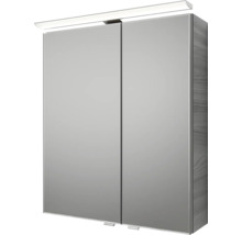 Badmöbel-Set Pelipal Sunline 121 BxHxT 61 x 200 x 46 cm Frontfarbe sangallo grau mit Mineralguss-Waschtisch Waschtischunterschrank und Spiegelschrank mit LED-Beleuchtung