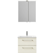 Badmöbel-Set Pelipal Sunline 121 BxHxT 61 x 200 x 46 cm Frontfarbe Polar Pinie mit Mineralguss-Waschtisch Waschtischunterschrank und Spiegelschrank mit LED-Beleuchtung