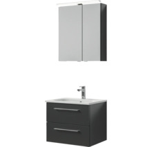 Badmöbel-Set Pelipal Sunline 121 BxHxT 61 x 200 x 46 cm Frontfarbe anthrazit mit Mineralguss-Waschtisch Waschtischunterschrank und Spiegelschrank mit LED-Beleuchtung