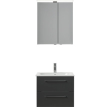 Badmöbel-Set Pelipal Sunline 121 BxHxT 61 x 200 x 46 cm Frontfarbe anthrazit mit Mineralguss-Waschtisch Waschtischunterschrank und Spiegelschrank mit LED-Beleuchtung