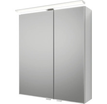 Badmöbel-Set Pelipal Sunline 121 BxHxT 61 x 200 x 46 cm Frontfarbe weiß hochglanz mit Mineralguss-Waschtisch Waschtischunterschrank 3 Schubkästen und Spiegelschrank mit LED-Beleuchtung