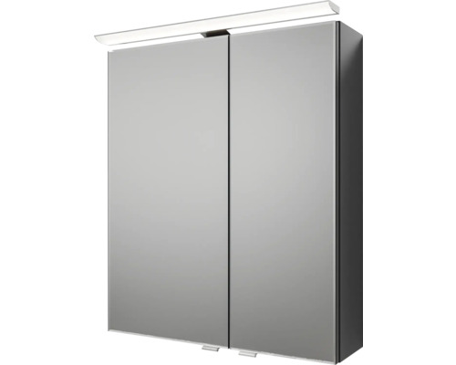 Armoire de toilette à miroir avec éclairage et deux portes pour la salle de bains