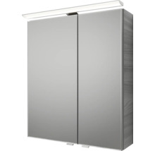 Badmöbel-Set Pelipal Sunline 121 BxHxT 61 x 200 x 46 cm Frontfarbe sangallo grau mit Mineralguss-Waschtisch Waschtischunterschrank 3 Schubkästen und Spiegelschrank mit LED-Beleuchtung