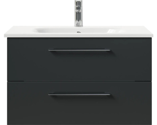 Meuble sous-lavabo avec deux tiroirs, lavabo et robinet pour la salle de bain