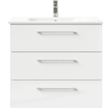 Badmöbel-Set Pelipal Sunline 121 BxHxT 81 x 74 x 46 cm Frontfarbe weiß hochglanz mit Mineralguss-Waschtisch und Waschtischunterschrank 3 Schubkästen