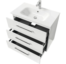Badmöbel-Set Pelipal Sunline 121 BxHxT 81 x 74 x 46 cm Frontfarbe weiß hochglanz mit Mineralguss-Waschtisch und Waschtischunterschrank 3 Schubkästen