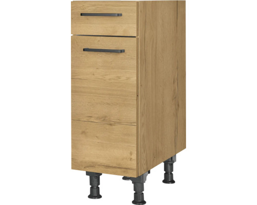 Meuble bas NOBILIA avec tiroir et porte pivotante Natur lxpxh 30 x 58 x 87 cm chêne sierra mat prémonté tirant gauche Meuble bas avec deux tiroirs et pieds