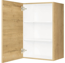 Hängeschrank mit Regalböden und offener Holztür