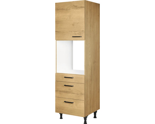 NOBILIA Backofenhochschrank mit Auszügen Natur BxTxH 60 x 58 x 217 cm Frontfarbe eiche sierra matt Korpusfarbe eiche sierra Anschlag links montiert