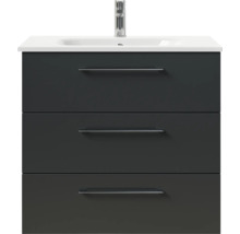 Badmöbel-Set Pelipal Sunline 121 BxHxT 81 x 74 x 46 cm Frontfarbe anthrazit mit Mineralguss-Waschtisch und Waschtischunterschrank 3 Schubkästen