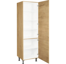 Armoire haute avec porte ouverte et étagères