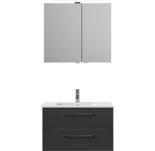 Badmöbel-Set Pelipal Sunline 121 BxHxT 81 x 200 x 46 cm Frontfarbe anthrazit mit Mineralguss-Waschtisch Waschtischunterschrank und Spiegelschrank mit LED-Beleuchtung