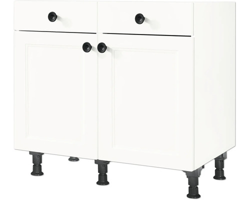 Meuble bas avec tiroir et porte pivotante NOBILIA Urban 90 x 58 x 87 cm façade blanc mat corps blanc butée gauche droite monté