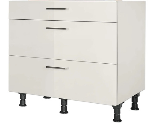 Meuble bas à coulisse NOBILIA Urban lxpxh 90 x 58 x 87 cm gris soie haute brillance prémonté Meuble bas à coulisse NOBILIA Urban lxpxh 90 x 58 x 87 cm gris soie haute brillance prémonté