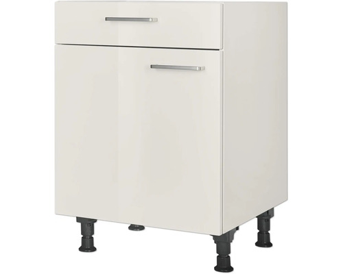 Meuble bas NOBILIA avec tiroir et porte pivotante Urban lxpxh 60 x 58 x 87 cm gris soie haute brillance prémonté tirant gauche Meuble bas avec tiroir et porte pour cuisines ou salles de bains