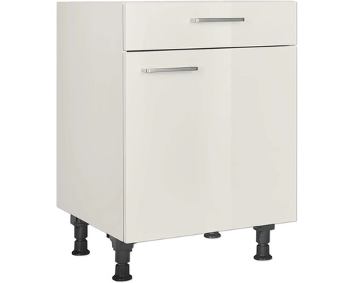 Meuble bas NOBILIA avec tiroir et porte pivotante Urban lxpxh 60 x 58 x 87 cm gris soie haute brillance prémonté tirant droite Meuble bas avec tiroir et porte pour kitchenette