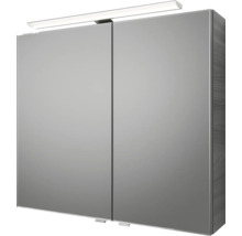Badmöbel-Set Pelipal Sunline 121 BxHxT 81 x 200 x 46 cm Frontfarbe sangallo grau mit Mineralguss-Waschtisch Waschtischunterschrank und Spiegelschrank mit LED-Beleuchtung