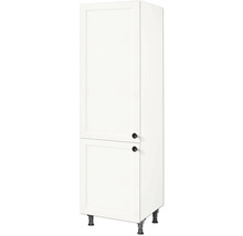 Weißer Küchenhochschrank mit zwei Türen und Füßen