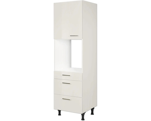 NOBILIA Backofenhochschrank mit Auszügen Urban BxTxH 60 x 58 x 217 cm Frontfarbe seidengrau hochglanz Korpusfarbe seidengrau Anschlag links montiert