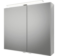 Badmöbel-Set Pelipal Sunline 121 BxHxT 81 x 200 x 46 cm Frontfarbe weiß hochglanz mit Mineralguss-Waschtisch Waschtischunterschrank 3 Schubkästen und Spiegelschrank mit LED-Beleuchtung