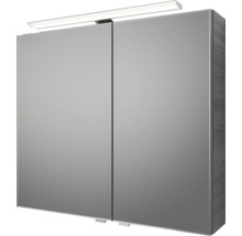 Badmöbel-Set Pelipal Sunline 121 BxHxT 81 x 200 x 46 cm Frontfarbe sangallo grau mit Mineralguss-Waschtisch Waschtischunterschrank 3 Schubkästen und Spiegelschrank mit LED-Beleuchtung