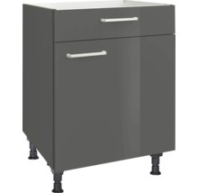 Meuble pour plaque de cuisson NOBILIA Urban lxpxh 60 x 58 x 87 cm façade gris à haute brillance corps gris ardoise butée droite monté