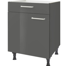 Meuble pour plaque de cuisson NOBILIA Urban lxpxh 60 x 58 x 87 cm façade gris à haute brillance corps gris ardoise butée gauche monté 4004539041691