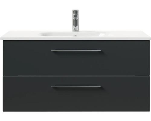 Meuble sous-vasque avec deux tiroirs, lavabo et robinet