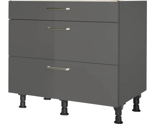 NOBILIA Auszugunterschrank Urban BxTxH 90 x 58 x 87 cm grau hochglanz vormontiert