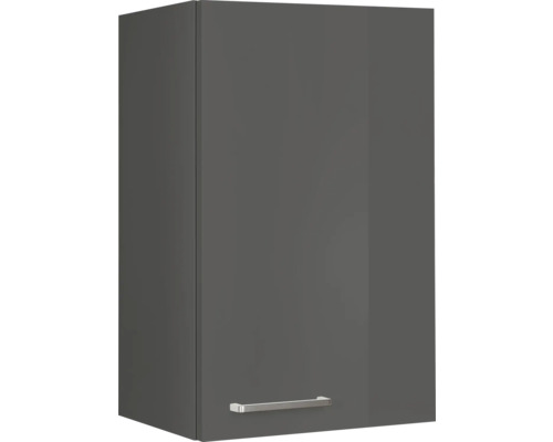 Armoire suspendue NOBILIA Urban lxpxh 45 x 58 x 72 cm façade gris à haute brillance corps gris ardoise butée droite monté Élément haut avec poignée