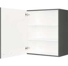 Wandschrank mit zwei Regalböden und geöffneter Tür