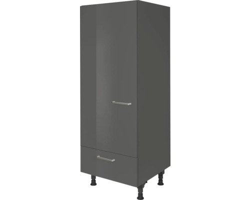 NOBILIA Kühlumbauschrank für 122er Einbaukühlschrank Urban BxTxH 60 x 58 x 166 cm Frontfarbe schiefergrau hochglanz Korpusfarbe schiefergrau Anschlag links