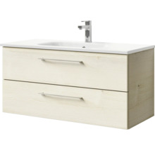Meuble sous-lavabo avec deux tiroirs, lavabo et robinet