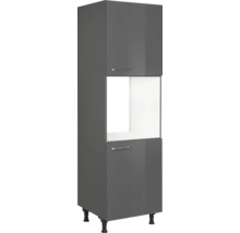 Hochschrank mit zwei Türen und offenem Fach für Küchen oder andere Räume.