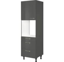Hochschrank in Anthrazit mit Schubladen und Fach für Küchengeräte