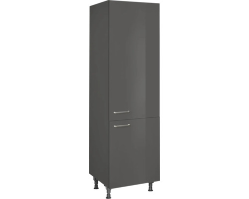 Armoire à provisions NOBILIA Urban 60 x 58 x 217 cm façade gris à haute brillance corps gris ardoise butée droite monté